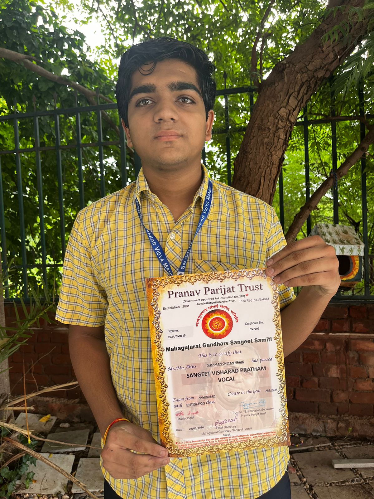 Dhyaman Nayak-“Sangeet Visharad Pratham- Vocal” _Passed Exam