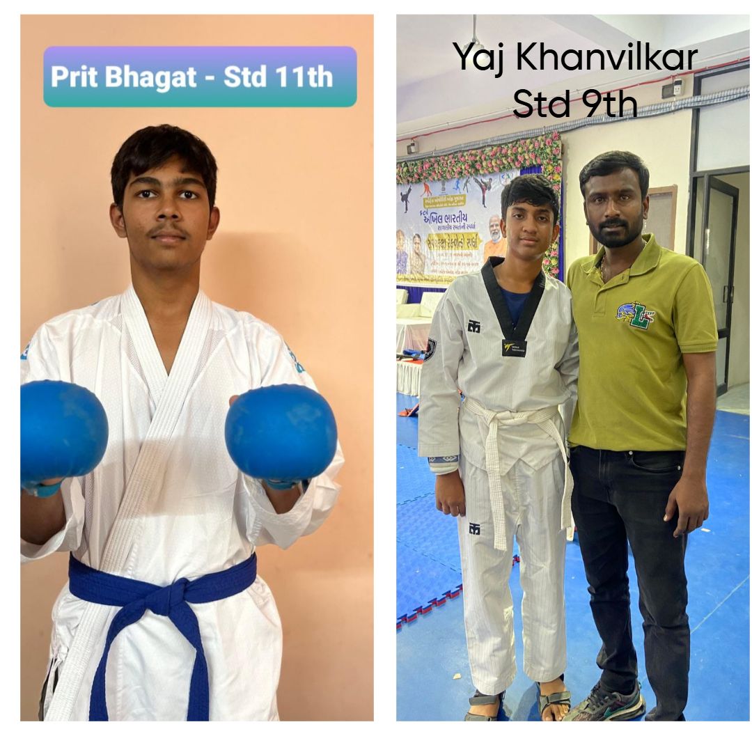 Prit Shirishkumar Bhagat  Std 11th  grabbed  Gold Medal  in  Karate  &Yaj Khanvilkar  Std 9th has bagged Bronze 